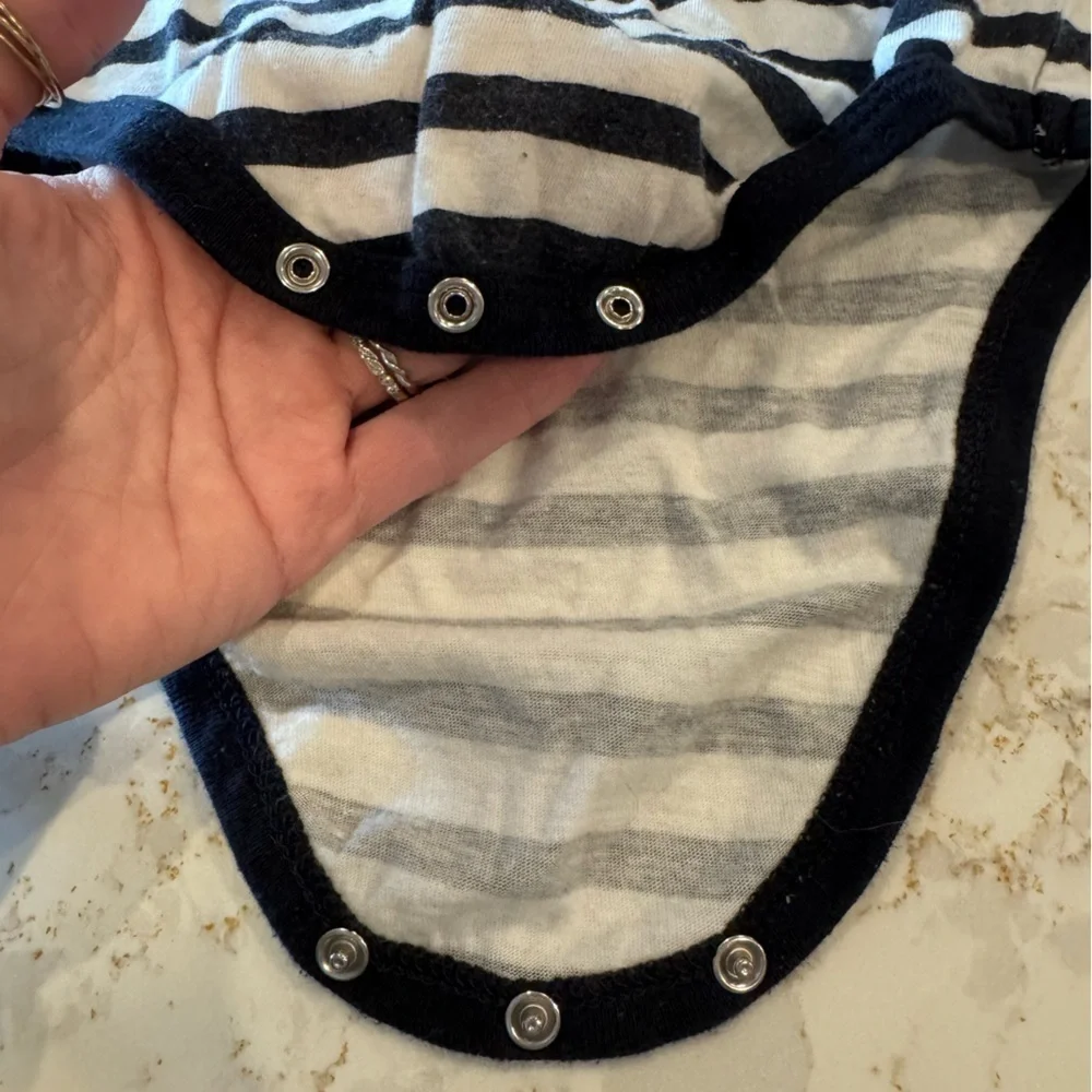 6-12M Capri, Italy Striped Nautical Baby Onesie